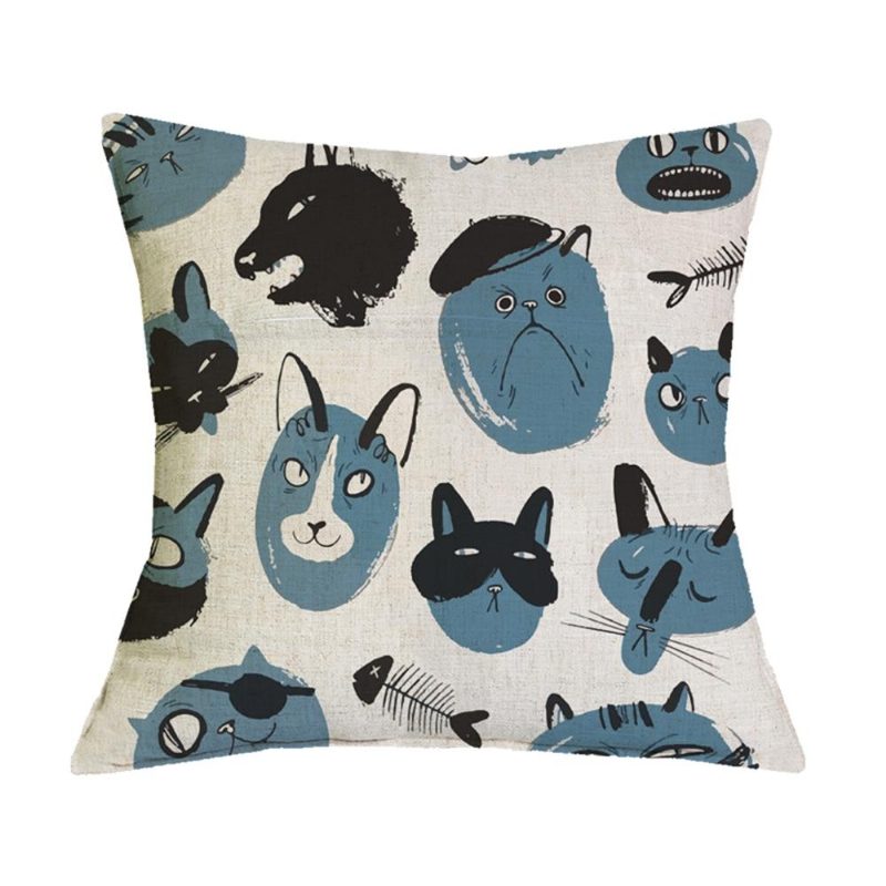 Housse De Coussin Imprimé Chat