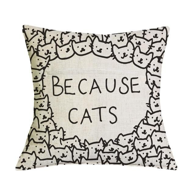 Housse De Coussin Imprimé Chat