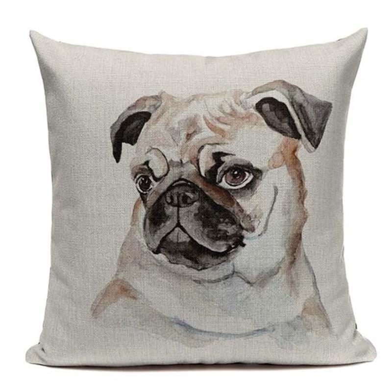 Housse De Coussin Imprimé Chien Aquarelle