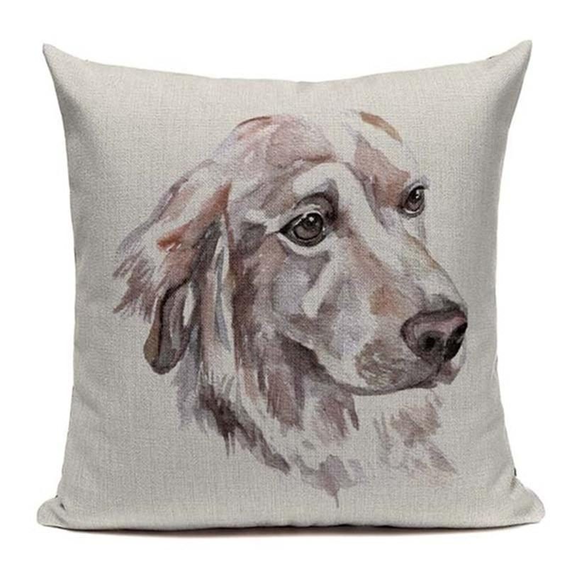 Housse De Coussin Imprimé Chien Aquarelle