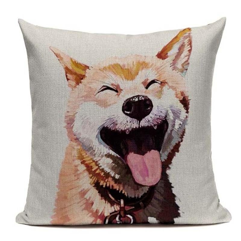 Housse De Coussin Imprimé Chien Aquarelle