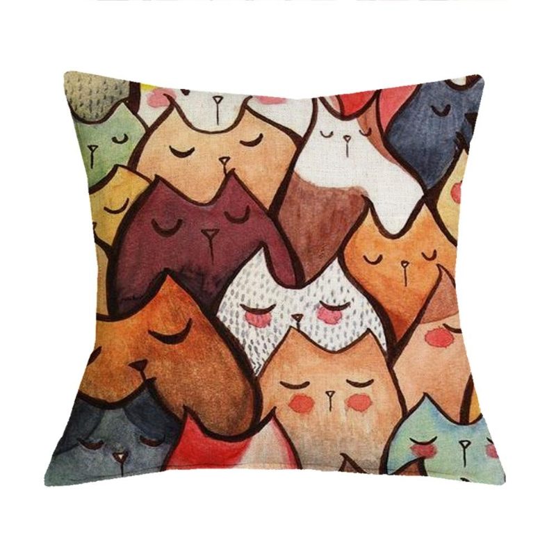 Housse De Coussin Motif Chat Mignon