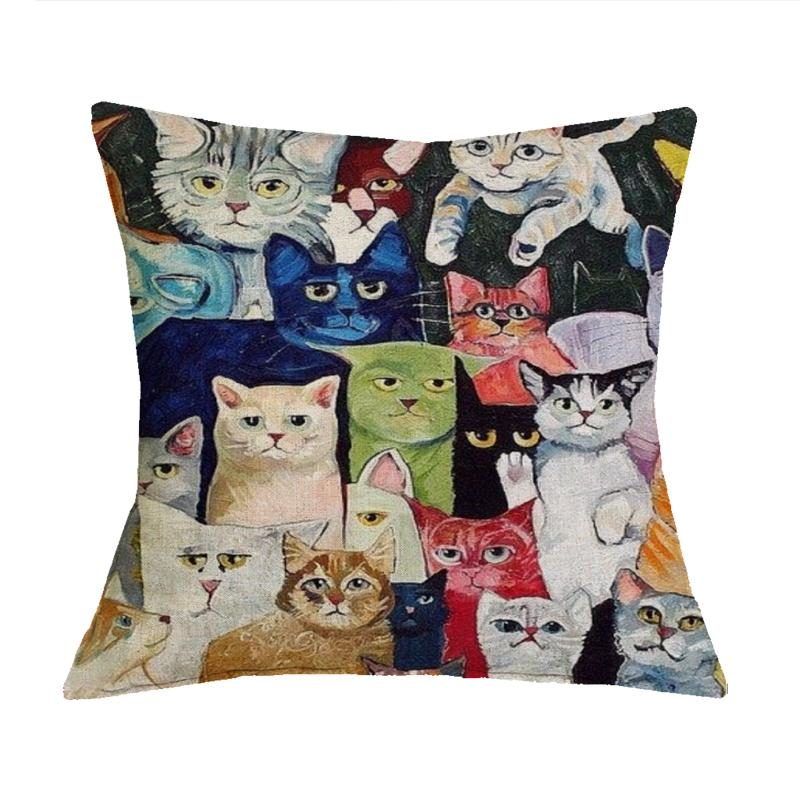 Housse De Coussin Motif Chat Mignon