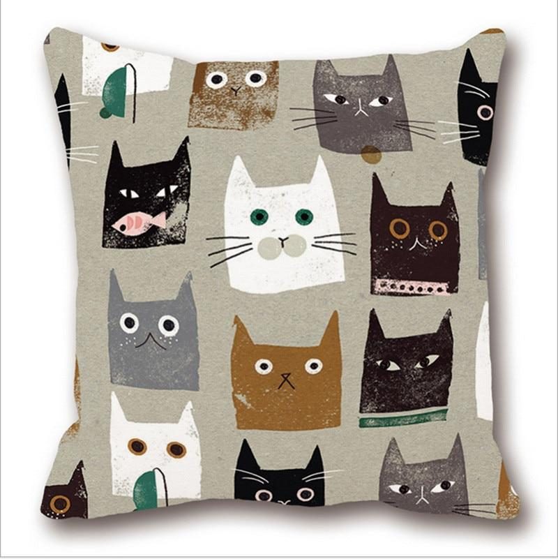 Housse De Coussin Motif Chat Mignon