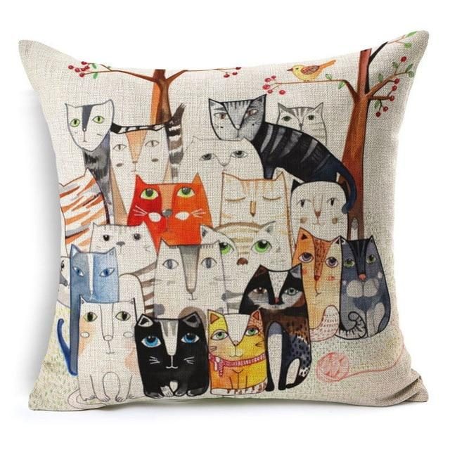 Housse De Coussin Motif Chat Mignon