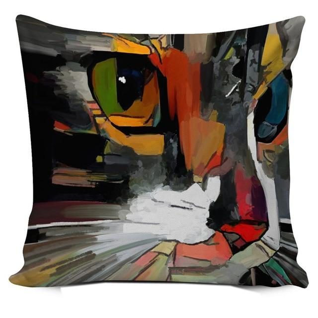 Housses De Coussin Chat Art Abstrait