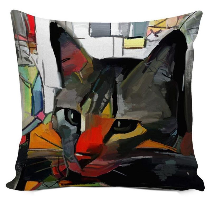 Housses De Coussin Chat Art Abstrait