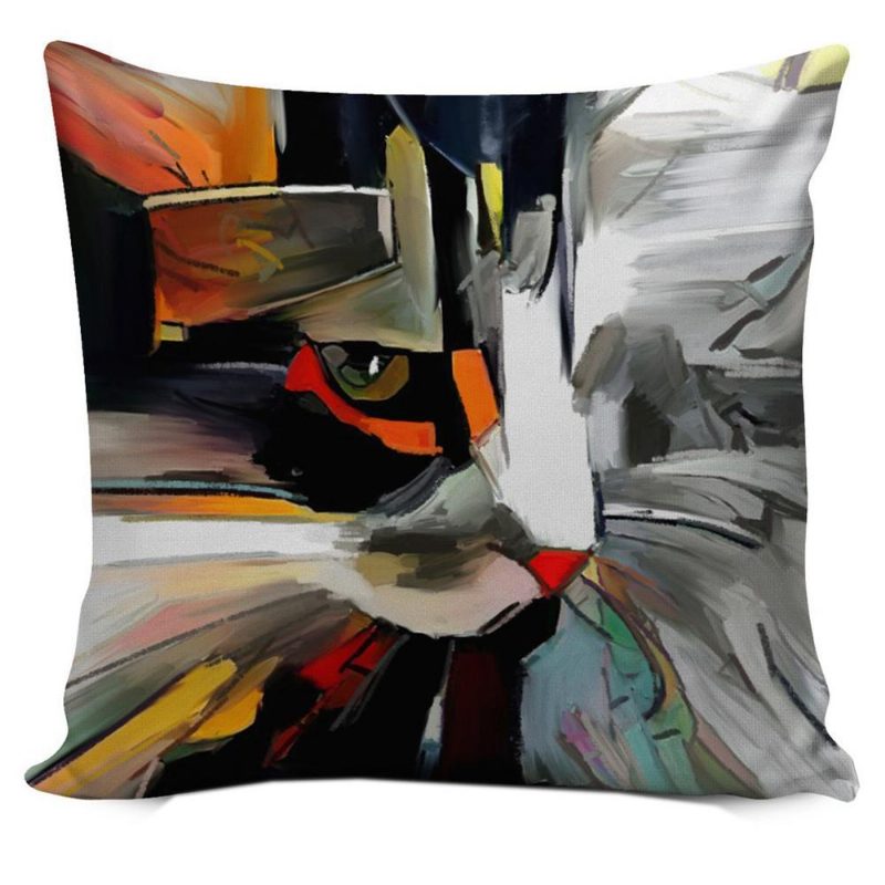 Housses De Coussin Chat Art Abstrait