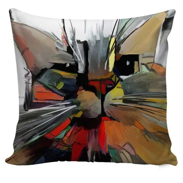 Housses De Coussin Chat Art Abstrait