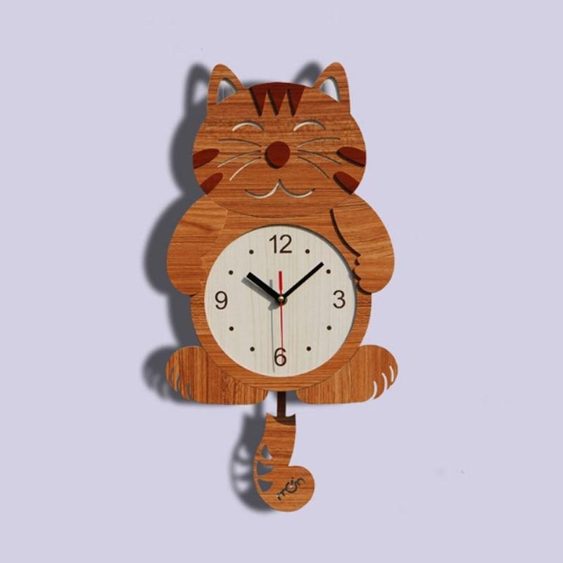 Jolie Horloge Murale Chat Créatif