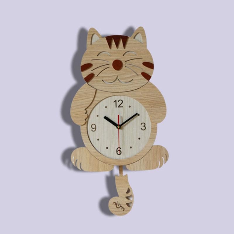 Jolie Horloge Murale Chat Créatif