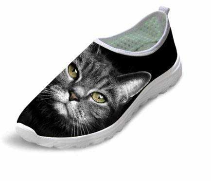 Jolies Chaussures En Maille D'air D'impression De Chat Féroce