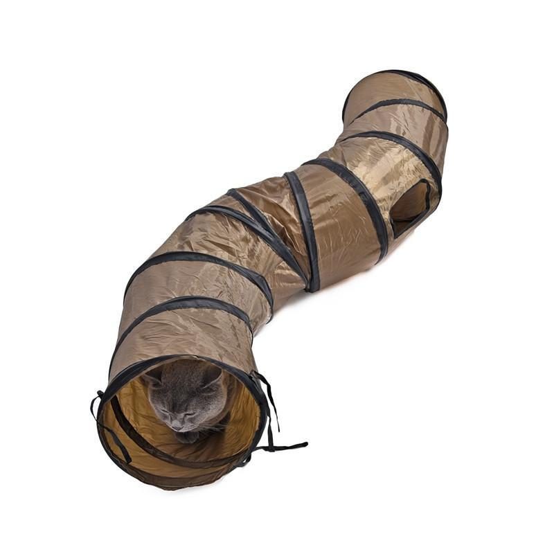 Jouet De Jeu De Tunnel Pour Chat Pliable Marron En Forme De S