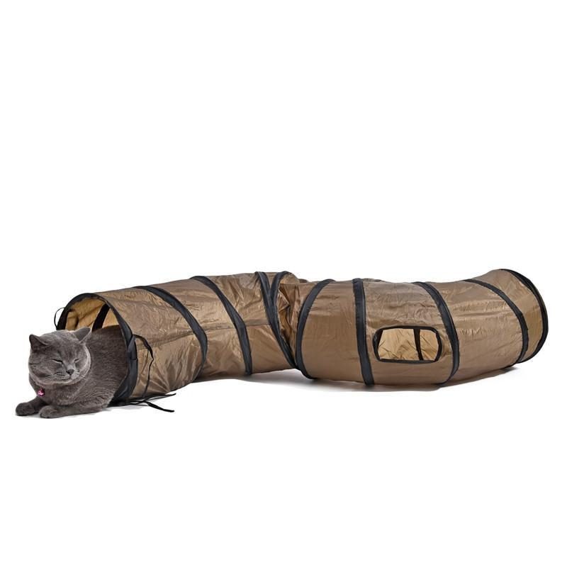 Jouet De Jeu De Tunnel Pour Chat Pliable Marron En Forme De S