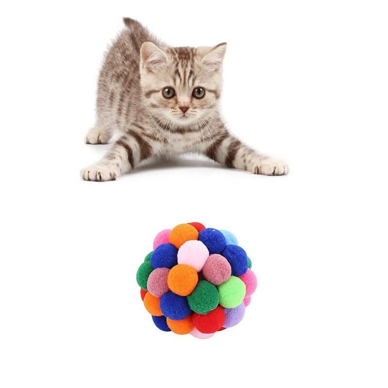 Jouet Interactif Pour Chat Avec Balle Gonflable Faite À La Main Multicolore