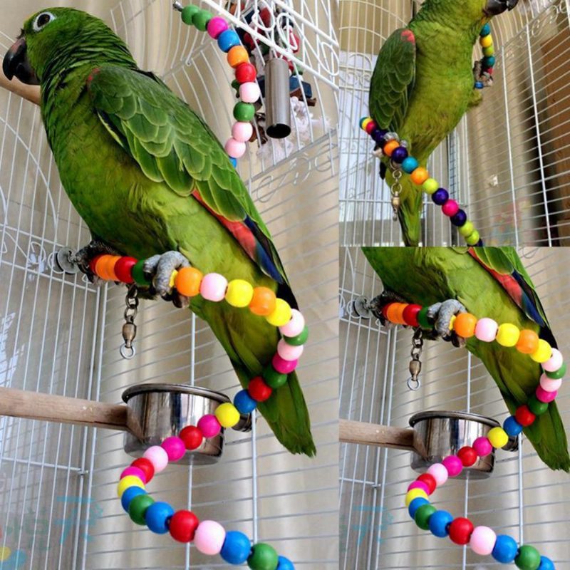 Jouets De Cage Oiseaux Perles Multicolores