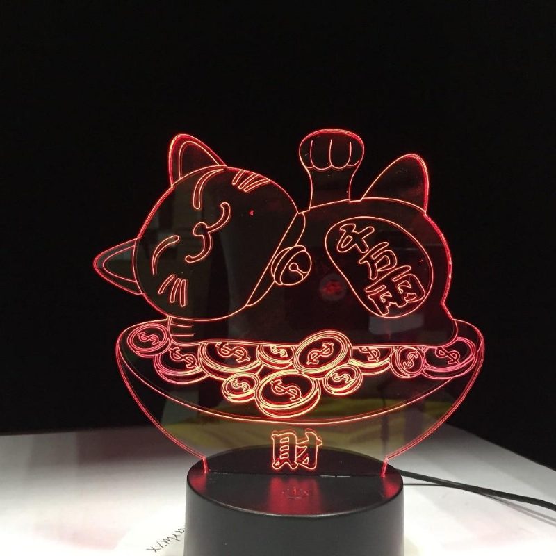 Lampe 3d Chat Au Trésor Bonne Fortune