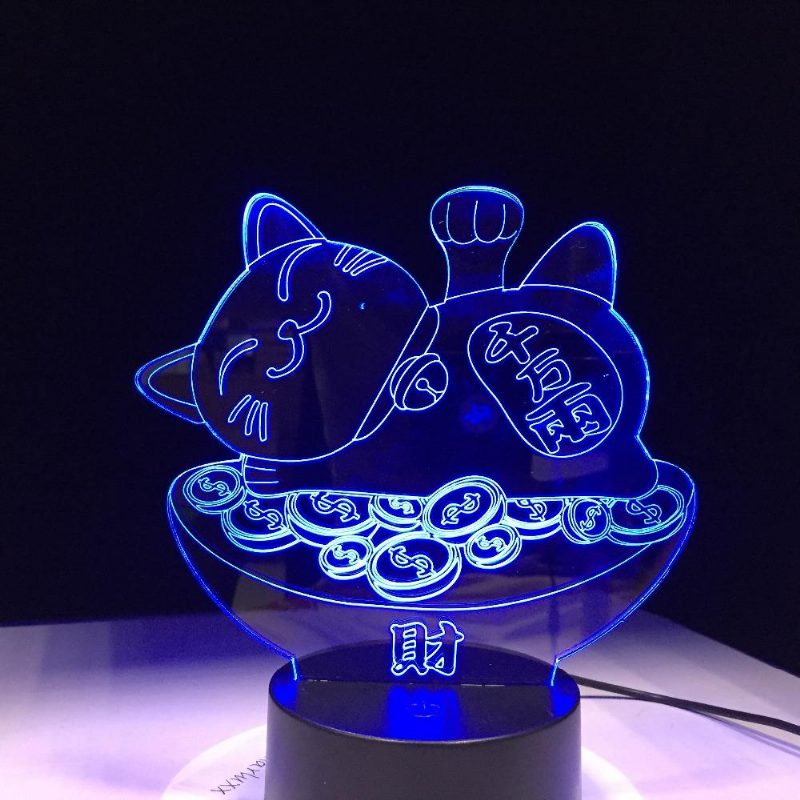 Lampe 3d Chat Au Trésor Bonne Fortune