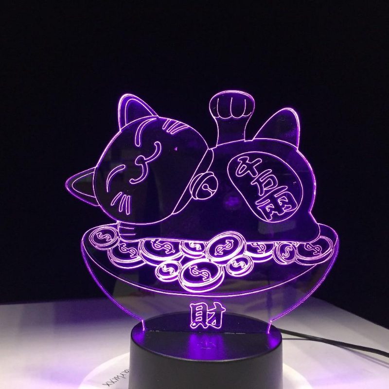 Lampe 3d Chat Au Trésor Bonne Fortune