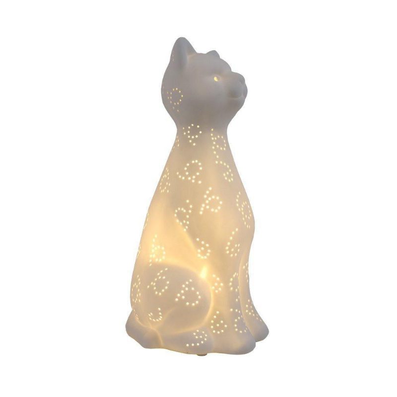 Lampe De Nuit En Porcelaine Chat