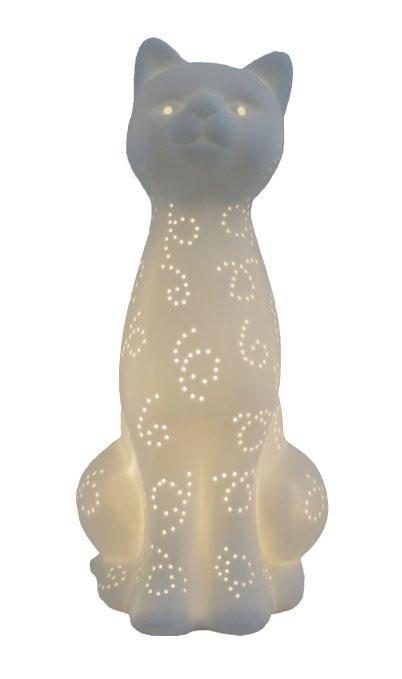 Lampe De Nuit En Porcelaine Chat