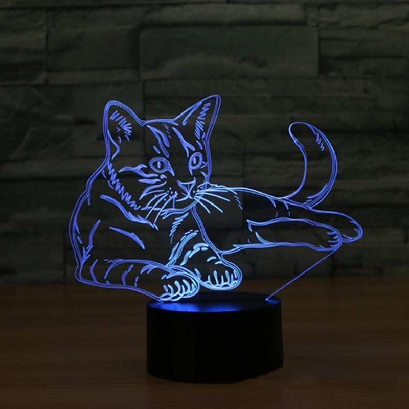 Lampe Led D'ambiance Modifiable De Veilleuse De Chat Illusion 3d