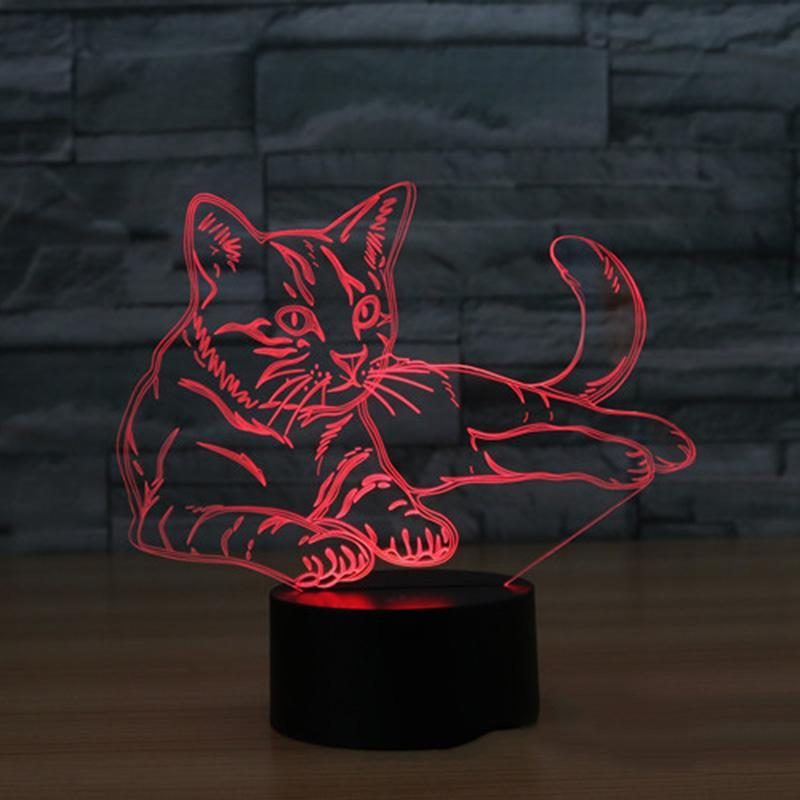 Lampe Led D'ambiance Modifiable De Veilleuse De Chat Illusion 3d