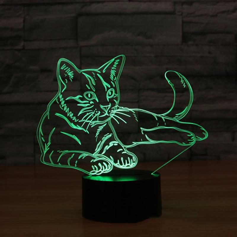 Lampe Led D'ambiance Modifiable De Veilleuse De Chat Illusion 3d