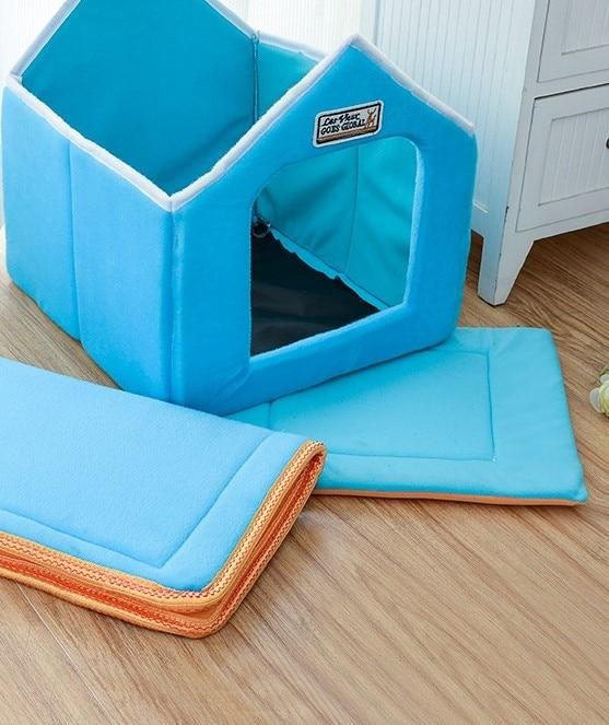 Lit Pliable Avec Maison Pour Animaux De Compagnie Mat