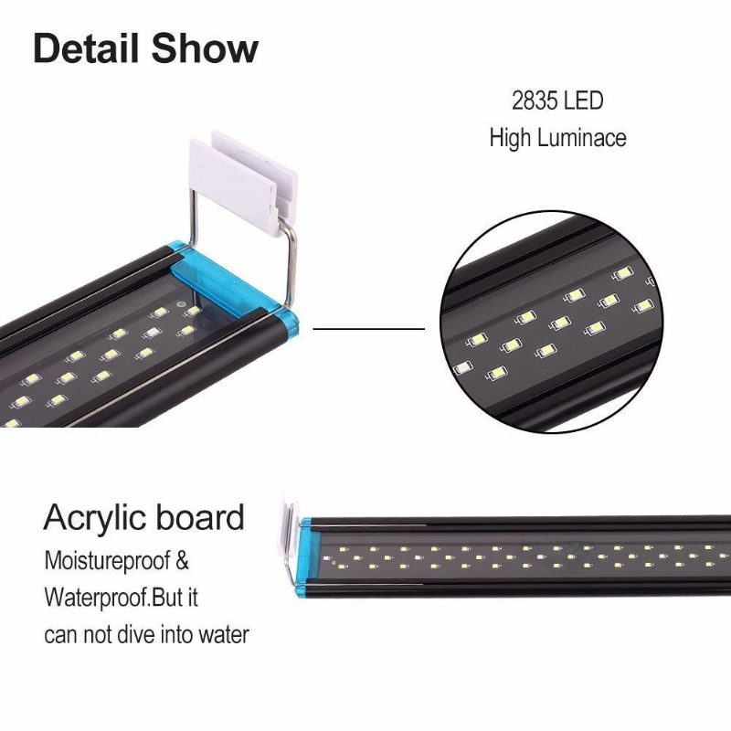 Lumière Led Ultra-mince Pour Poissons D'aquarium Avec Supports Extensibles