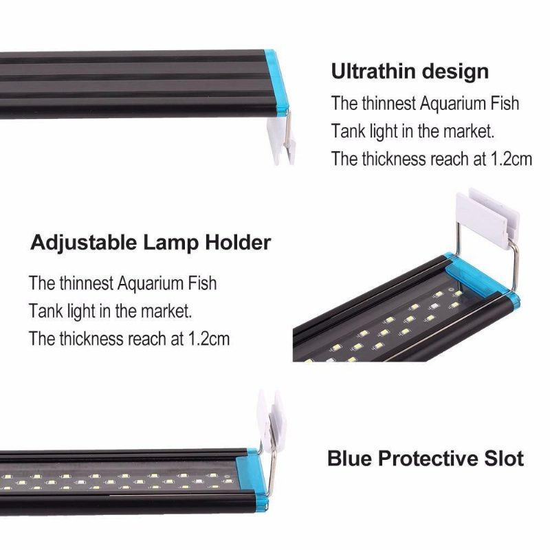 Lumière Led Ultra-mince Pour Poissons D'aquarium Avec Supports Extensibles