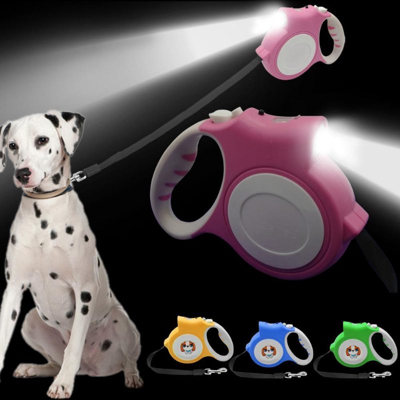 Marche En Laisse Rétractable Pour Chien Avec Lampe De Poche Brillante