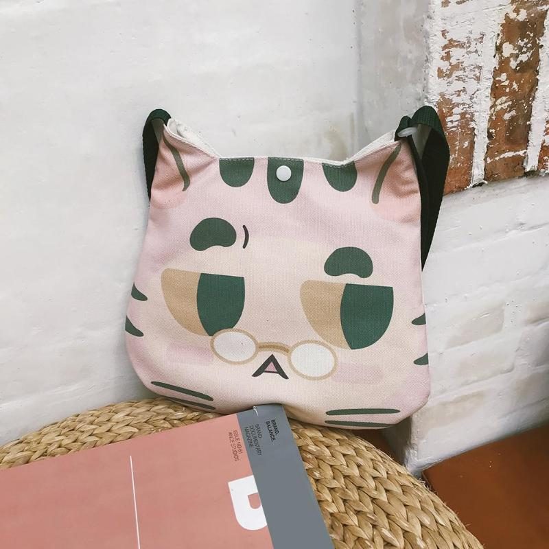 Mini Sac Porté Épaule En Toile À Motif Chat