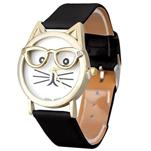 Montre De Poignet De Femmes De Conception De Lunettes De Chat Super Mignon