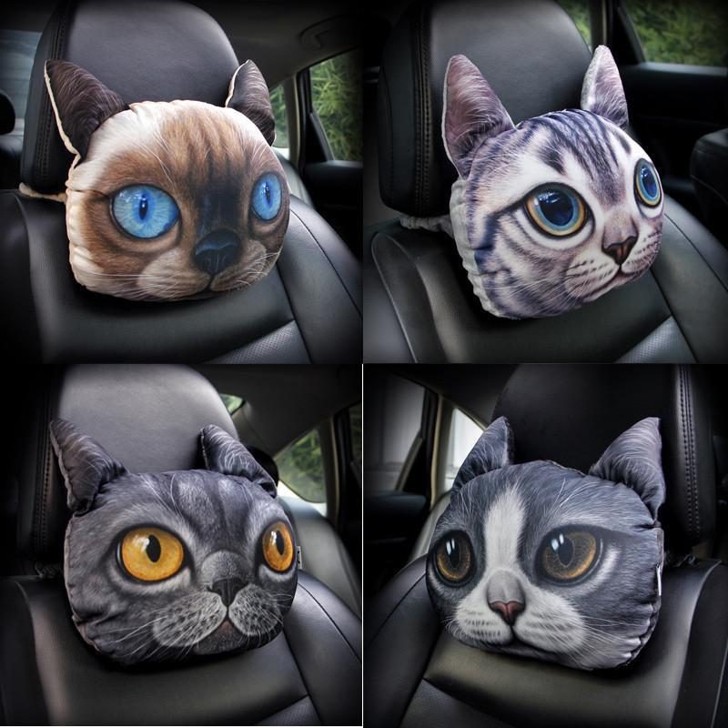 Oreiller De Chat Coussin De Tête De Voiture 3d