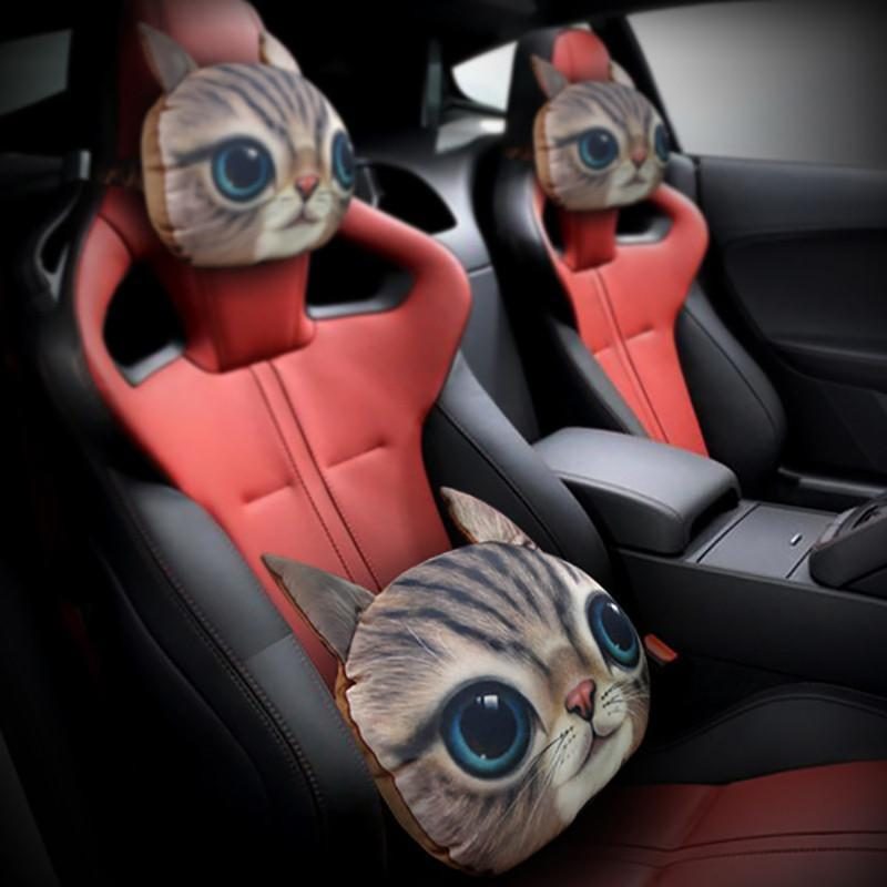 Oreiller De Chat Coussin De Tête De Voiture 3d