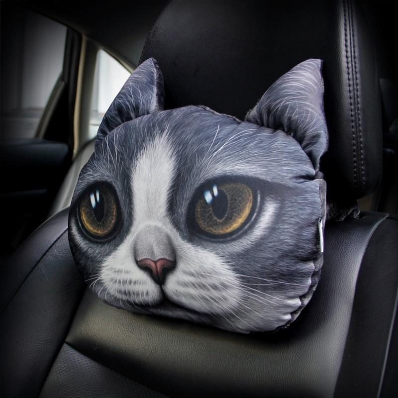 Oreiller De Chat Coussin De Tête De Voiture 3d