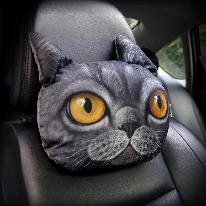 Oreiller De Chat Coussin De Tête De Voiture 3d