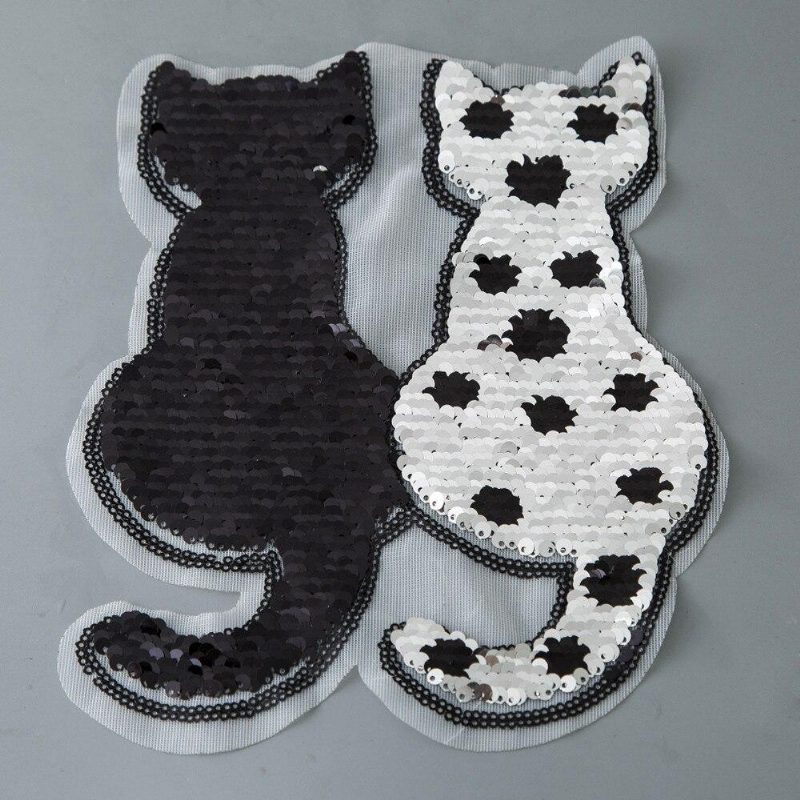 Paillettes Réversibles En Forme De Chat Cousues Sur Patch