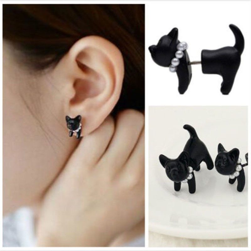 Paire De Boucles D'oreilles Chat Mignon