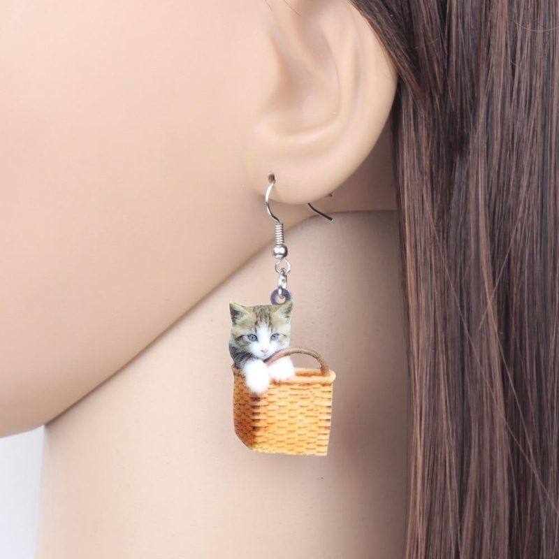 Panier De Boucles D'oreilles Chat Doux