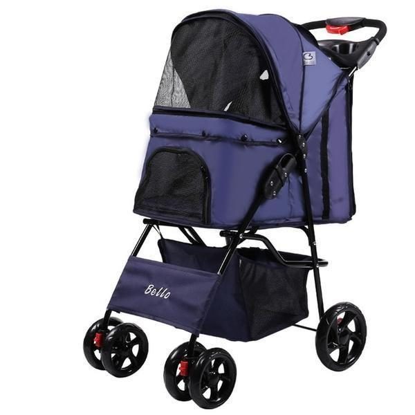 Poussette De Voyage Pliable Pour Animaux De Compagnie À Quatre Roues Et Panier