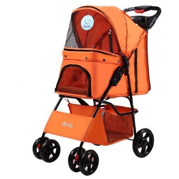 Poussette De Voyage Pliable Pour Animaux De Compagnie À Quatre Roues Et Panier