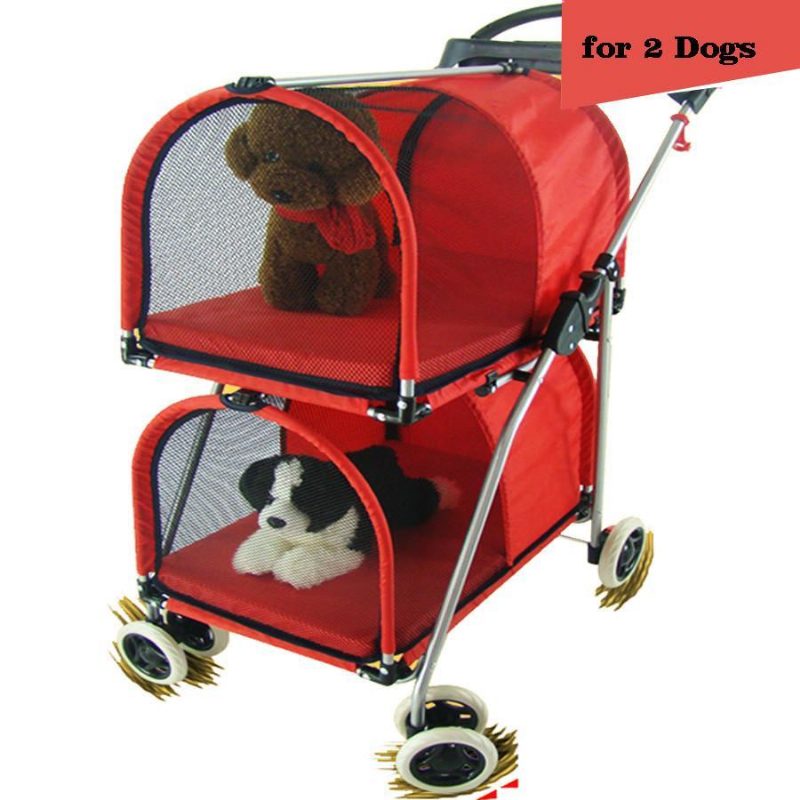 Poussette Double Couche Pour Animaux De Compagnie Bonne Pour Deux Chiens Et Chats