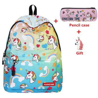 Sac À Dos Design Licorne Bleu Ciel Avec Cadeau Gratuit