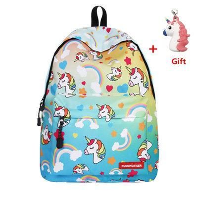 Sac À Dos Design Licorne Bleu Ciel Avec Cadeau Gratuit