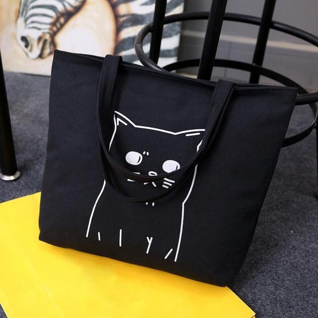 Sac Cabas En Toile À Imprimé Chat