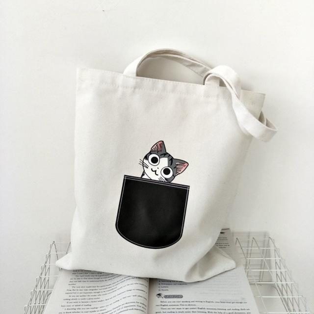 Sac Cabas En Toile Chat Mignon