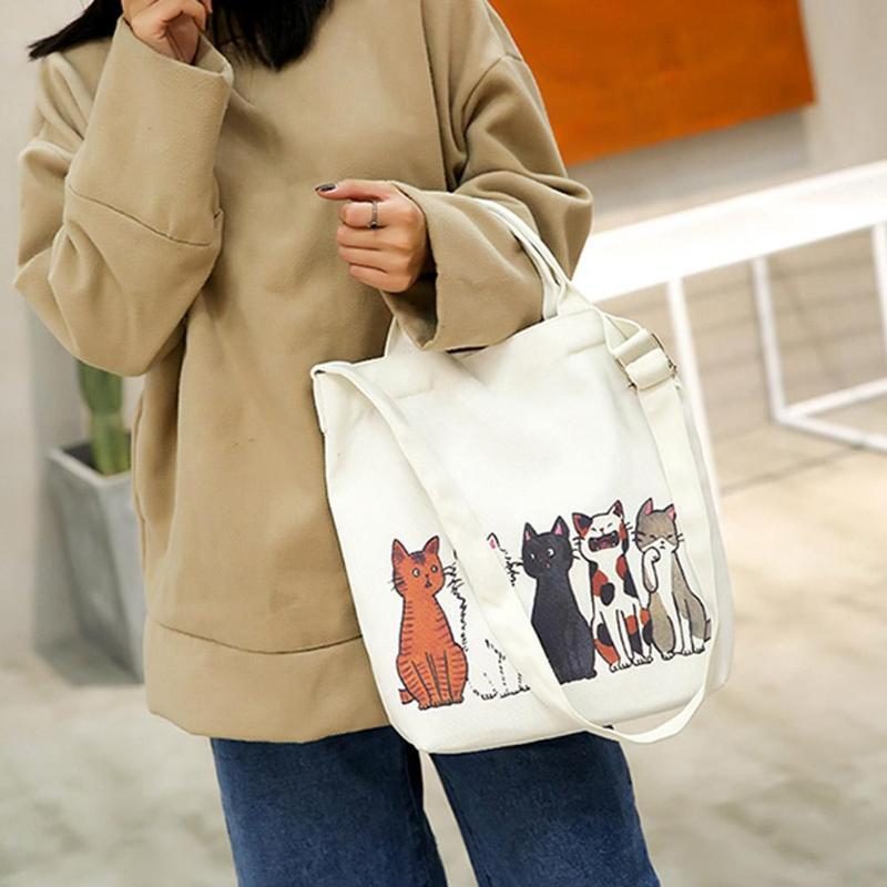 Sac Porté Épaule En Toile Imprimée Chats