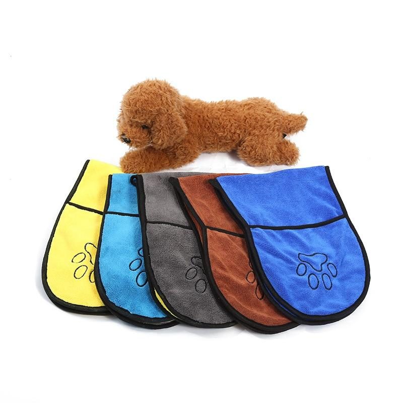 Serviette Pour Animaux De Compagnie Super Séchante Avec Poche Rayée De Patte